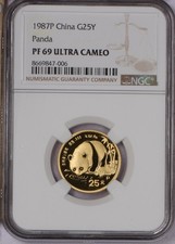 1987-P Gold Panda 1/4 oz. 25 Yuan NGC PF69 Ultra Cameo 4497.08 per troy oz