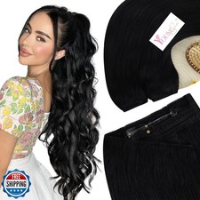 YoungSee 130G Black Wire Hair Extensions for Women Wire Extensions Human Hair
