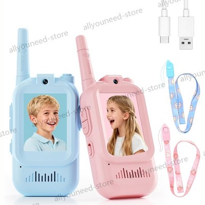 2 Pcs Rechargeable Kids Video Walkie Talkies - Camping/Hiking Toys Ages 3-12