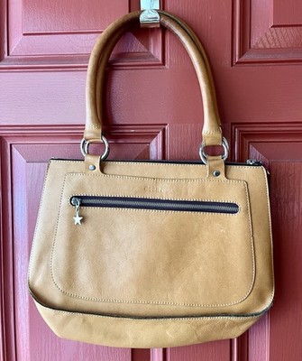 GUC dean. Dean Leather Purse Double Handle Tote Wheat Leather Unstructured Zip