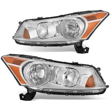 Headlight Assembly Compatible with 2008-2012 Accord 4-Door Sedan Chrome