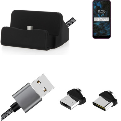 Ladestation für BQ Mobile BQ-6353L Joy + USB-Typ C u. Micro-USB-Adapter