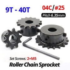  25 Roller Chain Sprocket 04C 9T-40T Tooth Bore 5mm-20mm 6.35mm Pitch 1/4 inch 