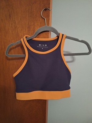Wilo the Label Women's Orange And Navy Ribbed  Sports Bra Size S
