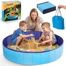 Kids Foldable Portable Sandbox, Large 48'' Sand Box for Outdoor Indoor Use  ...
