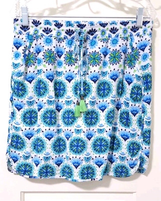 FLASH SALE!! NEW Hatley BOHO Short Skirt Medium Green Blue White Lined Pockets