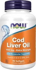 NOW Foods Supplements, Cod Liver Oil, Extra Strength 1,000 mg with Vitamins A
