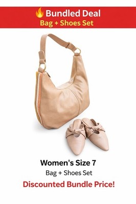 Anthropologie Urban Originals Bag + Mule Flats SET Women Size 7   Nude Matching