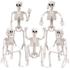 5pcs Halloween Skeleton Decoration, 16  Full Body Posable Skeleton