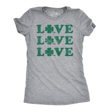 Womens Love Shamrock T Shirt Cute Four Leaf Clover Saint Patricks Day Tee