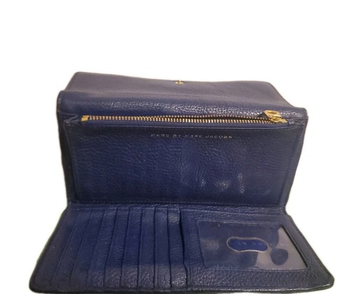 Marc By Marc Jacobs Women's Blue Leather Snap Closure Tri Fold Wallet - Picture 13 of 21
