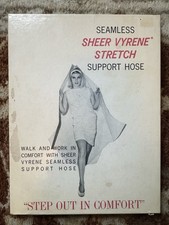 60s Vintage Support Panty Hose SeamlessSheer Vyrene Stretch dead Stock Great Box