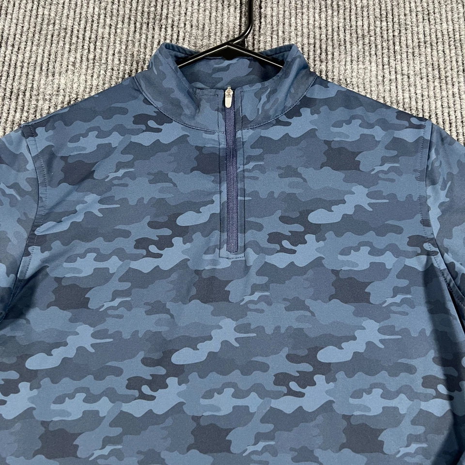 Camisa Pullover Peter Millar Mujer Grande Azul Camuflada Manga Larga Rendimiento 1/4 Z Foto 4 de 4
