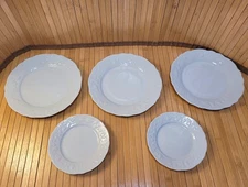 Set of 5 Philippe PH Deshoulieres De Blanc France Limoges Dinner Salad Plates 