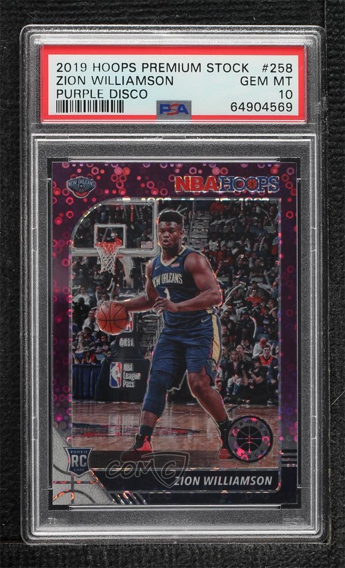 2019 NBA Hoops Premium Stock Purple Disco Prizm Zion Williamson #258 PSA 10 1no2