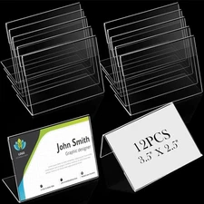 Teling 3.5 x 2.5 Inch Acrylic Business Card Holder Slant Back Sign Holders... 