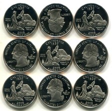 Roll of 40 GEM PROOF CAMEO 2005-S  CALIFORNIA Clad State Quarters -Free Ship!