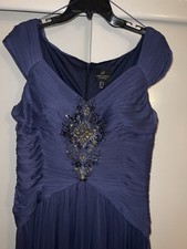 Adrianna Papell Formal Ball Gown Dress with Sequin and Beaded - Navy, Sz 8