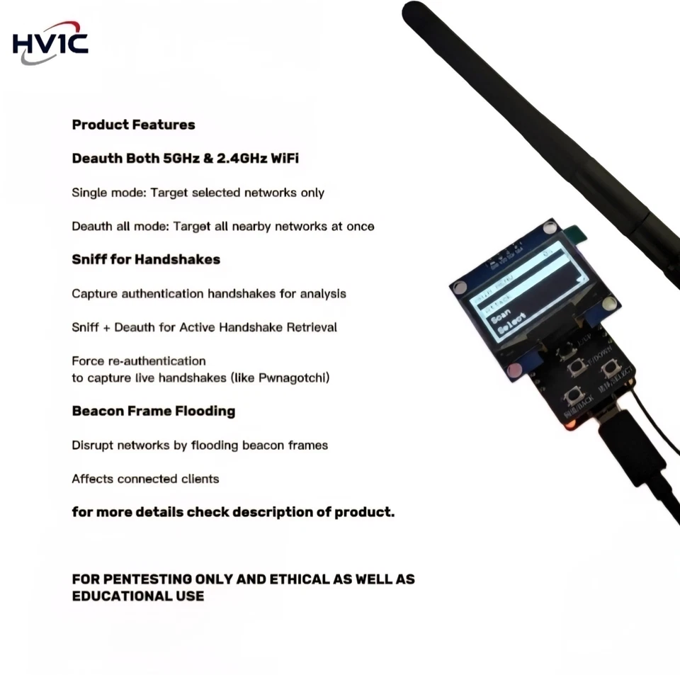 5ghz/2.4ghz Oled Deauther. handshake Capture Abilities. FOR EDUCATIONAL USE ONLY - Image 3 of 4