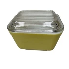 Vintage Pyrex 501 Refrigerator Dish 1.5 Cup Yellow with Clear Lid Mid Century