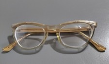 Vintage Shuron 5-1/2 USA 46-18 S/C 2 Cat Eye Glasses Bronze 1950-60s