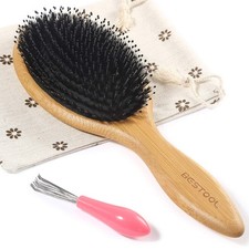 Hair Brush Boar Bristle Natural Bamboo Wooden Cushion Massage Anti Static