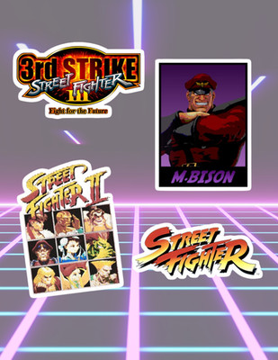 Street Fighter Retro Video Games 4pc Sticker Pack