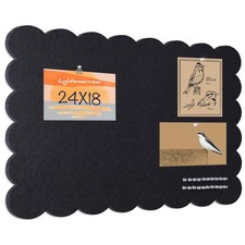 Scalloped Bulletin Board 24x18 Inches Felt Pin Board Black Cork Alternative