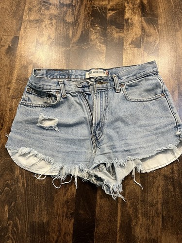 Vintage Levis 550 Denim Shorts Cut Off Raw Edge 90’s Grunge Rugged Vibes 30”