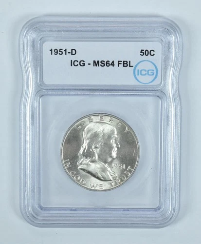 1951-D Franklin Half Dollar MS64 FBL ICG *5657