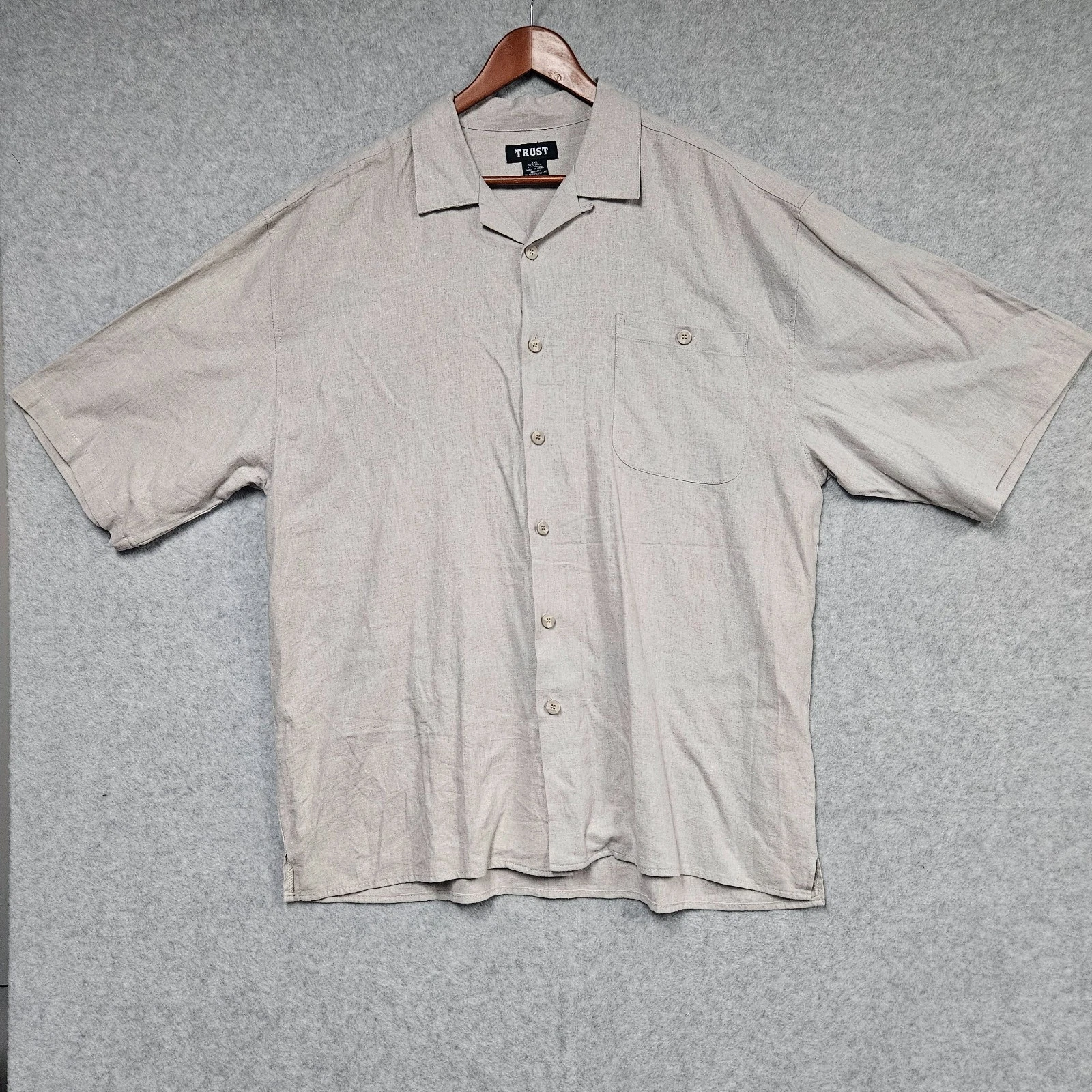 Trust Men's XXL Collared Button Down Linen Blend Shirt Minimalist Casual Lagen