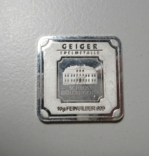 Geiger Edelmetalle 10 gram .999 Silver Square Bar - Lot#997