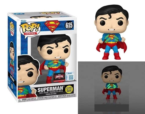 Funko Pop! Heroes: Superman #615! Glow in the Dark! Target Con! W/ Protector!