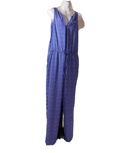 Gap Womens Blue/white DOTS Romper Jumpsuit Sleeveless Cinch Waist SZ M EUC - Picture 3 of 12
