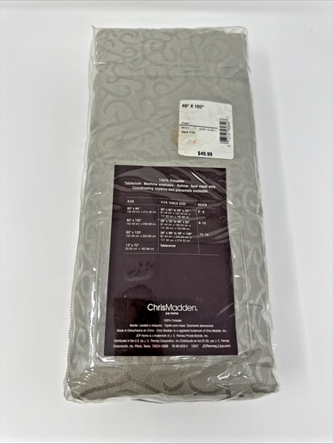 Chris Madden Sorrento Fabric Tablecloth Oblong 60” x 102" Sage Green - Picture 4 of 6
