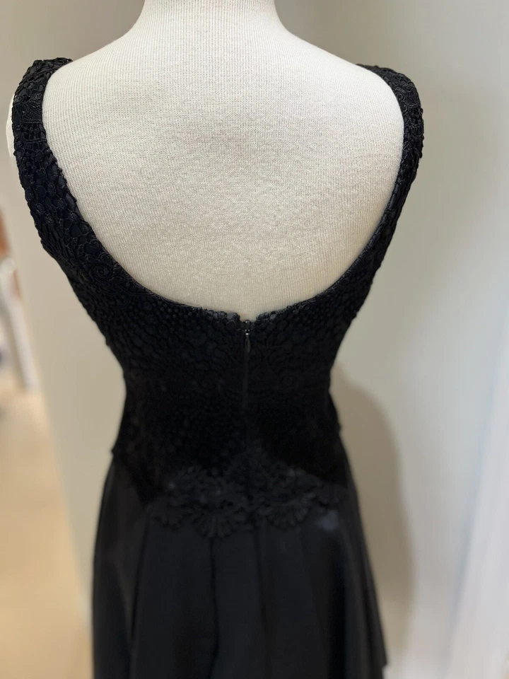 WHBM Elegante Vestido Negro Encaje y Tafetán Fit & Flare con BOLSILLOS Forrado Talla 2 Foto 4 de 4