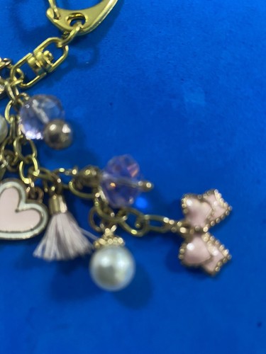 Beautiful Butterflies Bows, Pearls Pink Gold Keychain Decorative Handmade - Picture 4 of 5