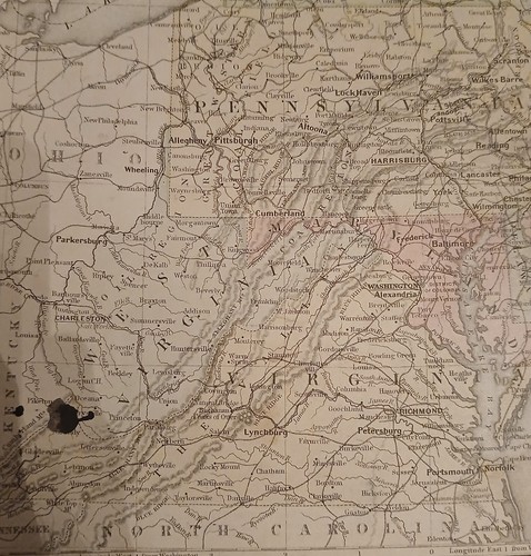 Antique 1887 Hand Colored Map Of The Middle Atlantic States Incl; NY,NJ,PA,WV,VA - Picture 3 of 8