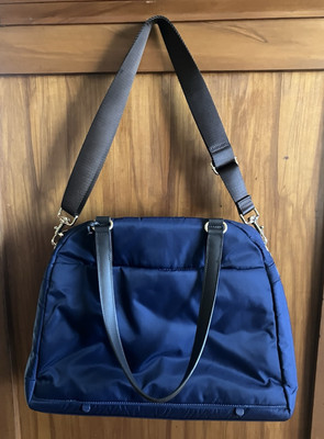 Lo and Sons O.G. Travel or Career Bag Blue with Lavender Interior EUC Medium LS