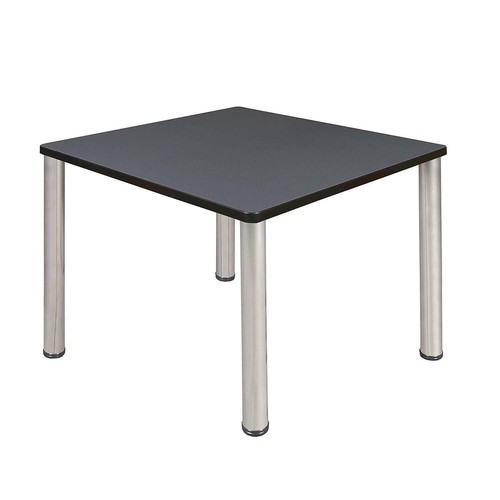 Kee 36" Square Breakroom Table- Grey/ Chrome