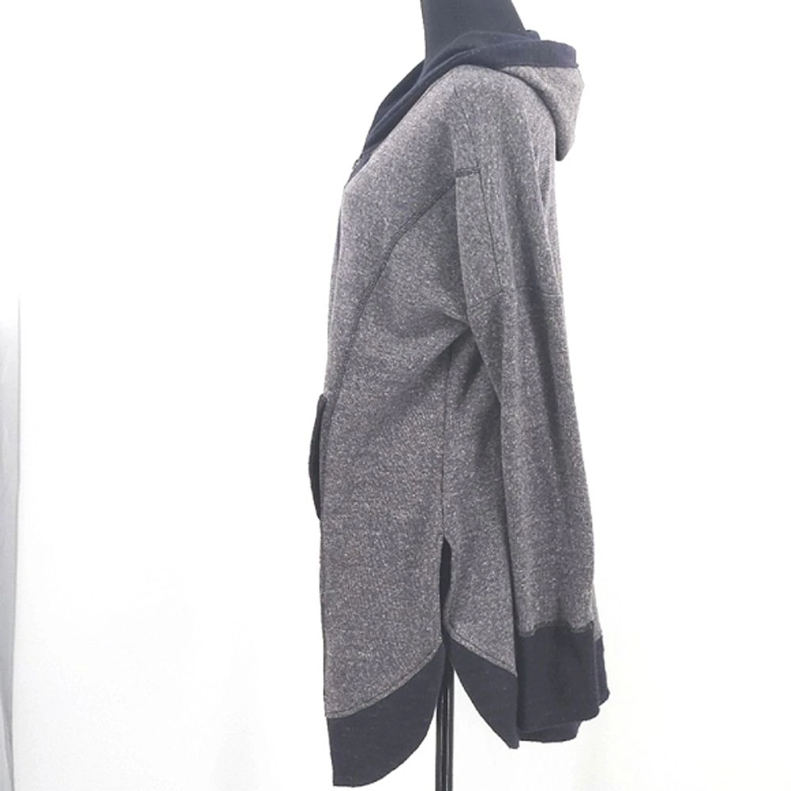 VETEMENTS Venus Felpa con Cappuccio Giacca Donna Taglia XL Grigio Nero Tunica Lunghezza Zip Activewear