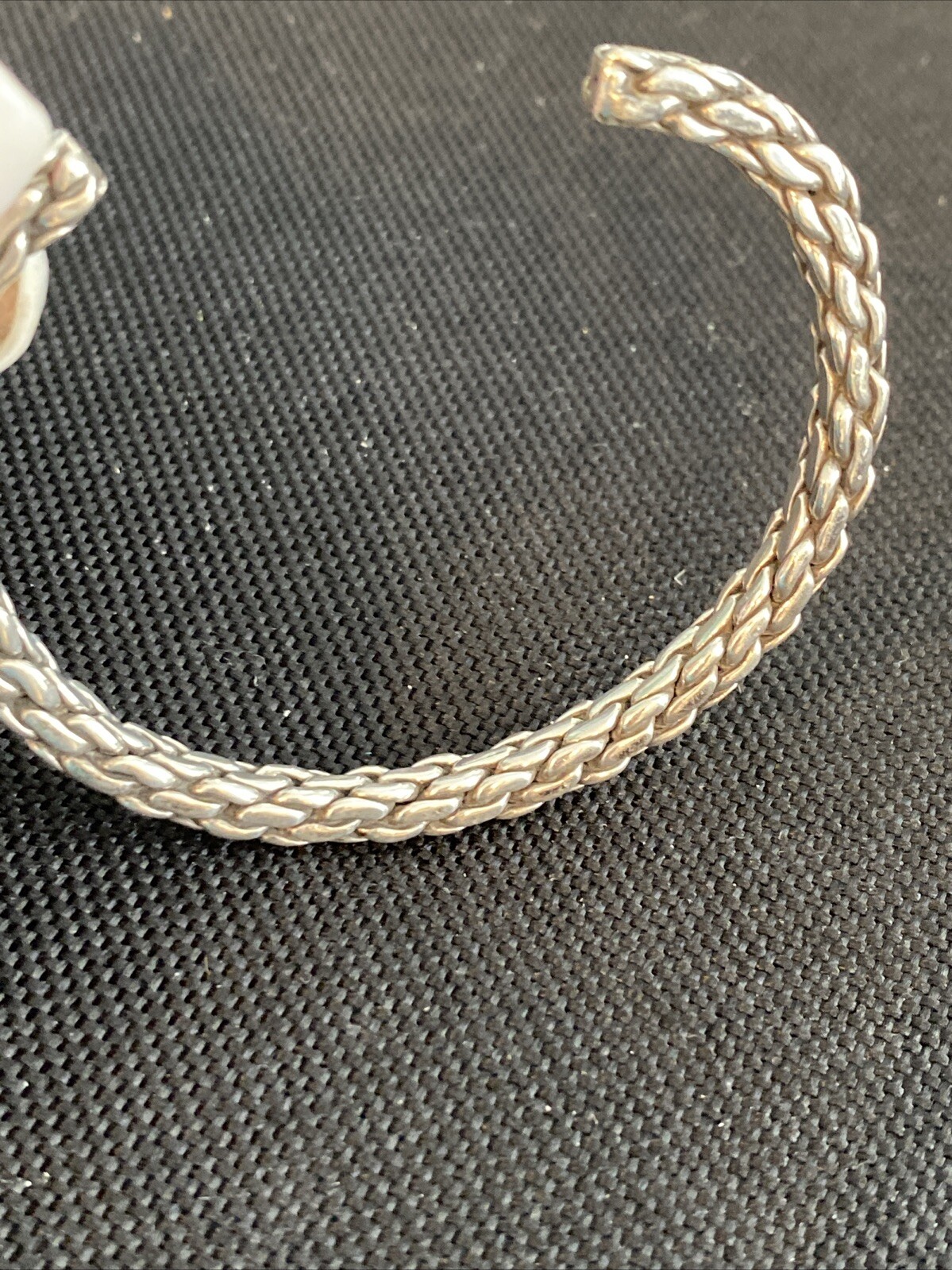 Sterling Silver .925 Solid Woven Cuff Bangle Brac… - image 8