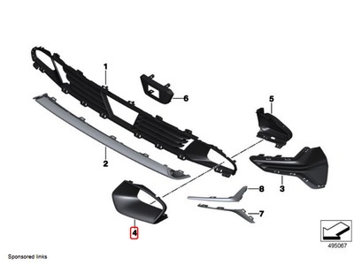 OEM Genuine BMW 3 Series G20 Air Inlet Finisher Front Lower Left N 
