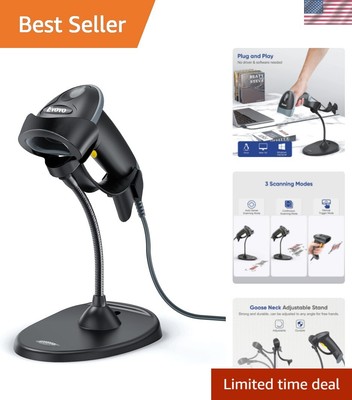 Handheld 2D Barcode Scanner with Gooseneck Stand, Automatic USB Wired QR Code...