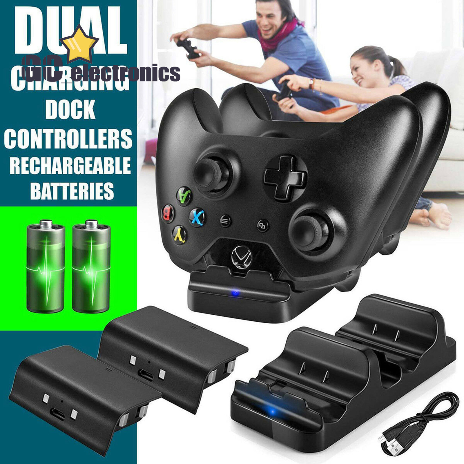 Xbox One Wireless Controller Dual Charging Dock with 2 Rechargeable Batteries-image