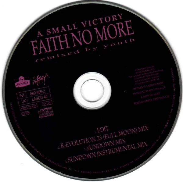 Faith No More -A small victory (Youth Remixes) [Maxi-CD] 1992, sehr gut (0632) - Bild 3 von 4