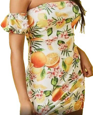 forever 21 Women’s size L Tropical Fruit Printed Off Shoulder mini dress