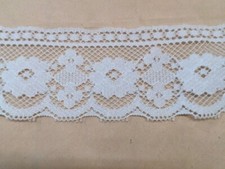 White Scallop Edge Lace- 9 3/4yards 2  Wide, Floral Design, Vintage New 