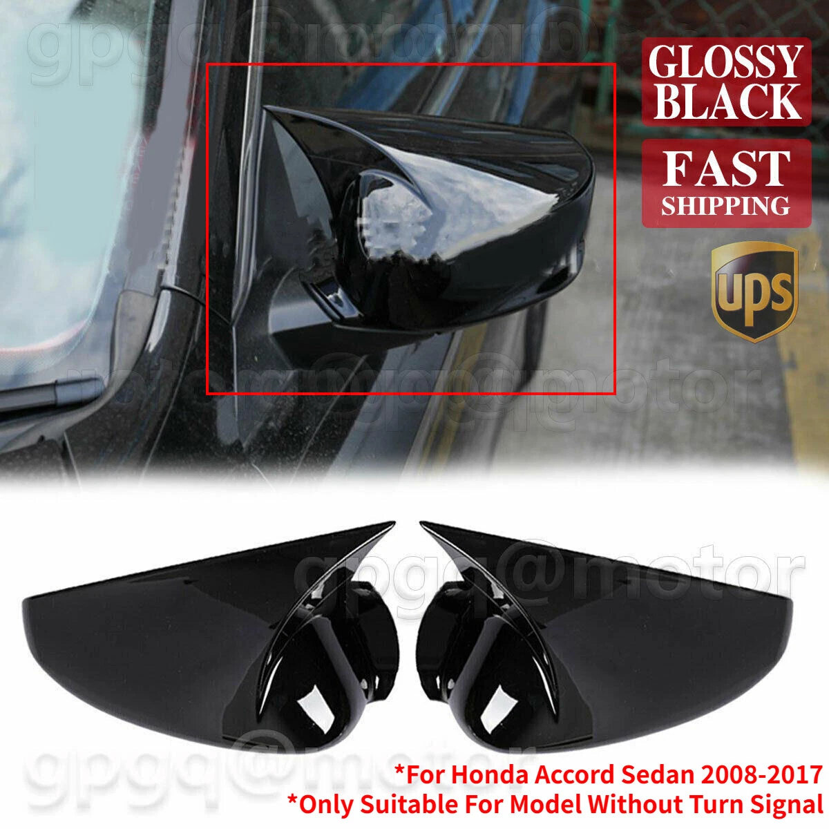 For Honda Accord 2 4 DR Sedan 2008 2017 Glossy Black Rear View