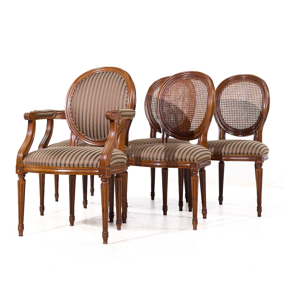 Mueble de panadero francés Luis XVI caoba, bastón globo sillas de comedor - Juego de 6 Foto 3 de 4